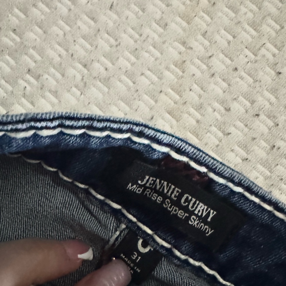 7 For All Mankind Blue Skinny Jeans with Quality Stitching